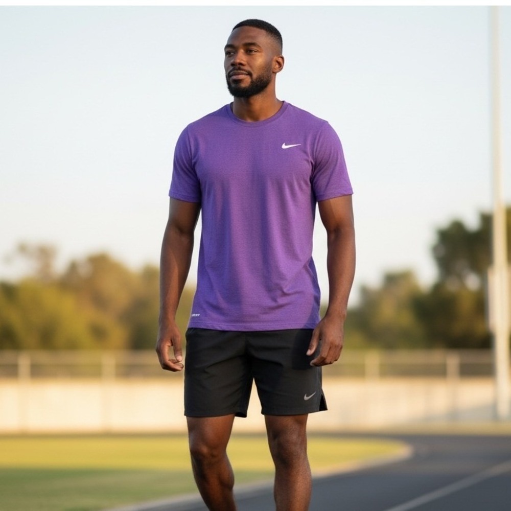 Nike Dri-FIT Mens Moisture Wicking Training Shirt Purple Heather Short SleeveXXL